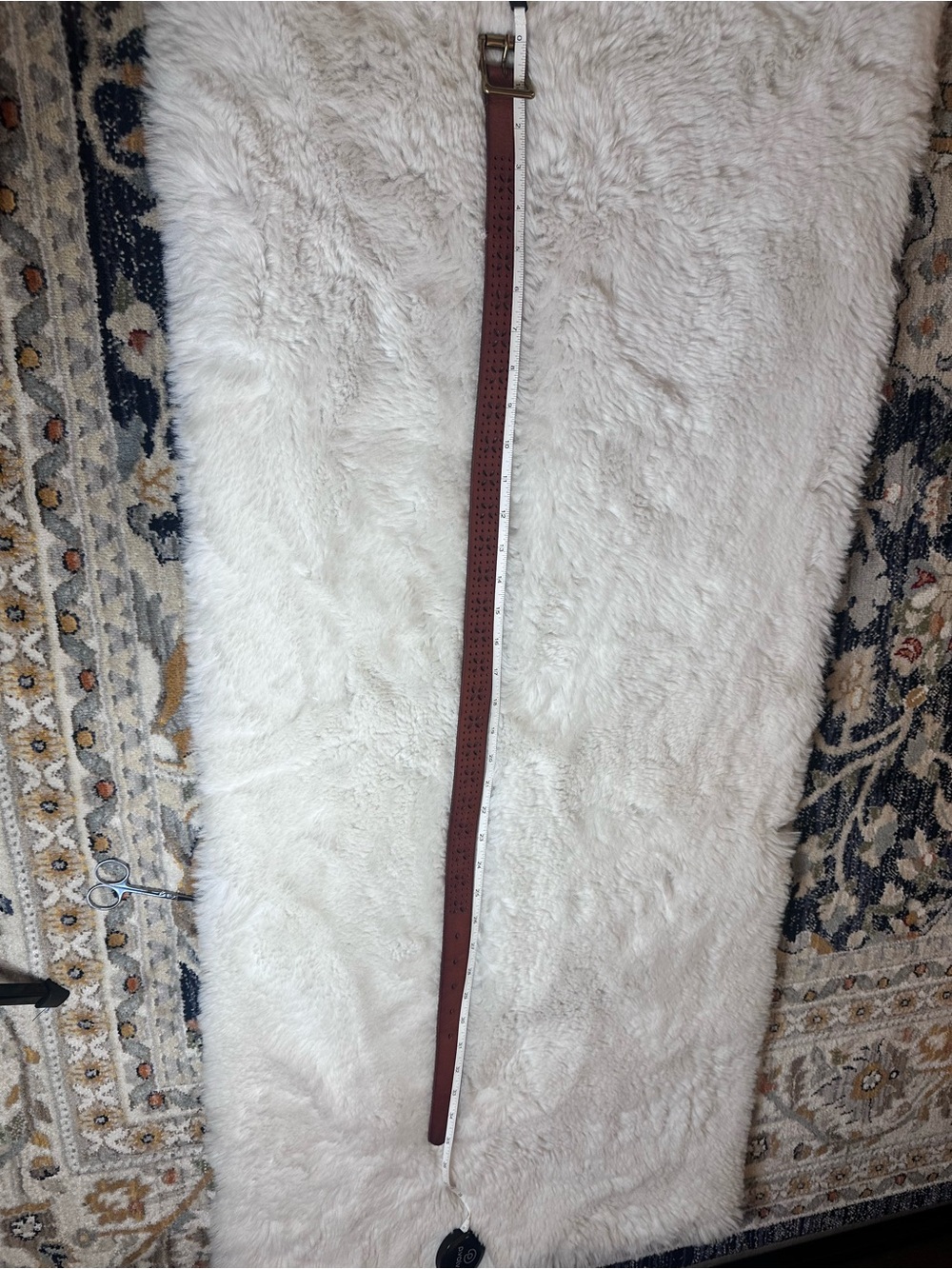 Leather Belt with Brass Buckle - Picture 5 of 6